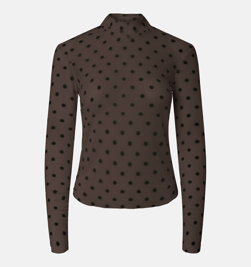 Pieces Jeshi Mesh Donkerbruine T-shirt met Lange Mouwen voor dames (379331)
