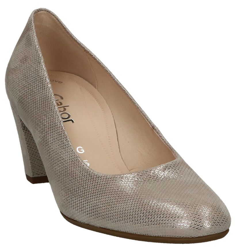 Metallic Beige Pumps Gabor Soft Move in nubuck (245502)