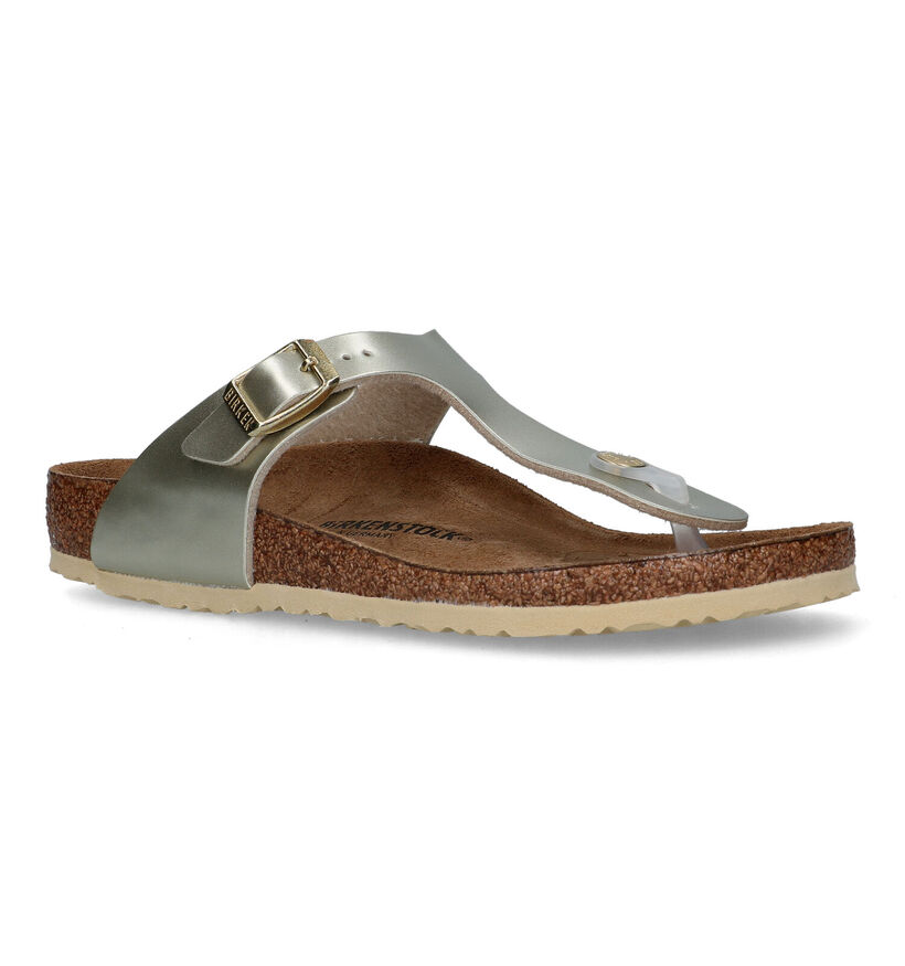 Birkenstock Gizeh Birko Flor Gouden Teenslippers voor meisjes (338077)
