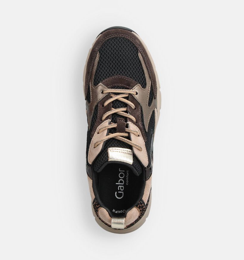 Gabor Zwarte/Beige Sneakers voor dames (360312) - geschikt voor steunzolen