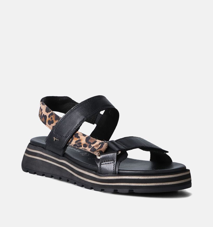 Tamaris Zwarte Sandalen met sleehak voor dames (354415) - geschikt voor steunzolen