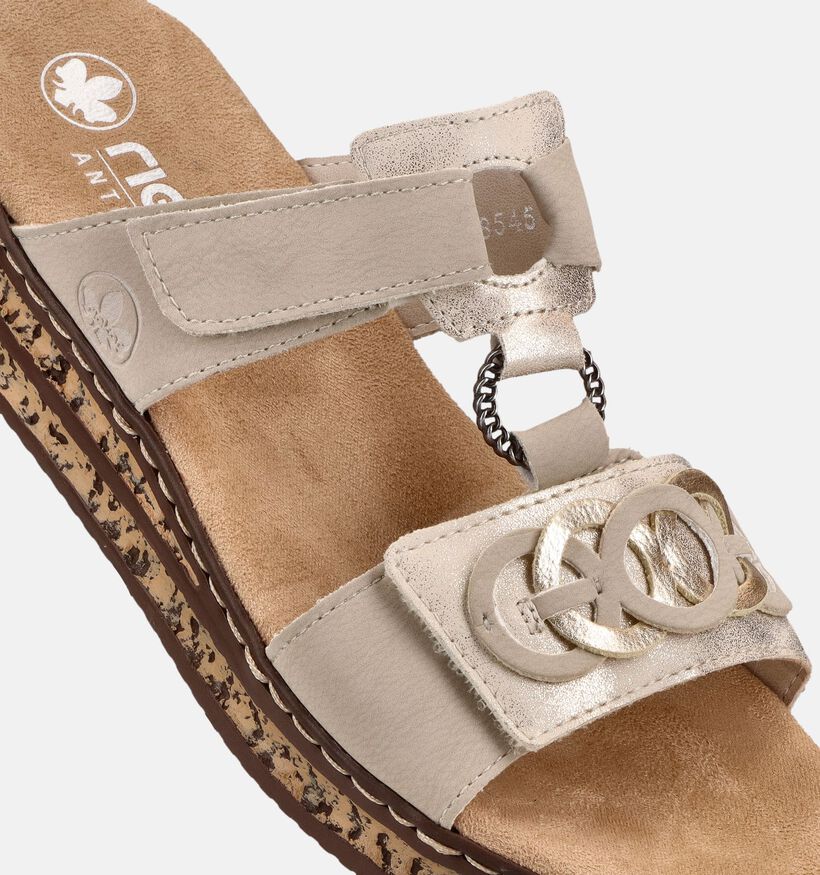 Rieker Beige Slippers met sleehak voor dames (370447)