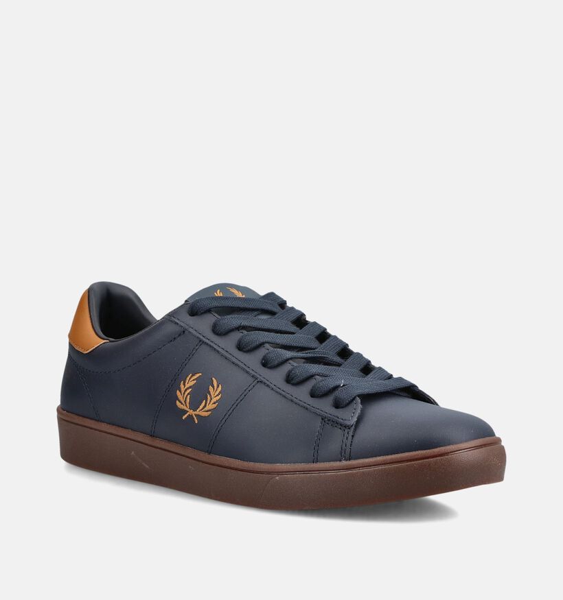 Fred Perry Spencer Leather Baskets en Bleu pour hommes (378095)