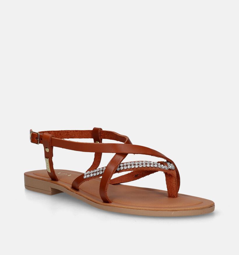 Scapa Cognac Platte sandalen voor dames (338561)