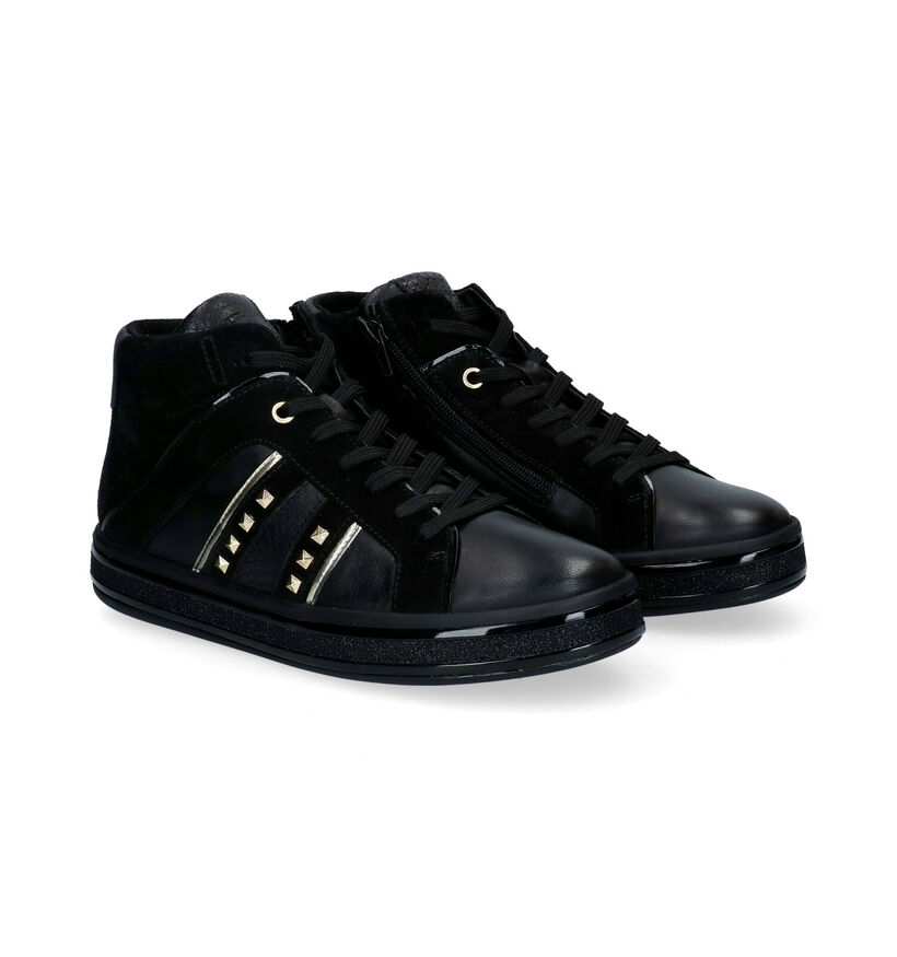 Geox Leelu Zwarte Hoge Sneakers in leer (301052)