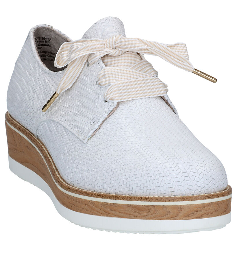 Tamaris Purerelax Witte Veterschoenen in leer (289481)