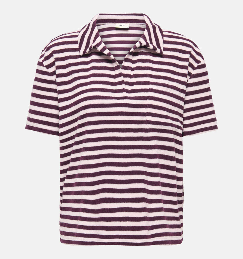 JDY Terry Collar T-shirt en Rose/Bordeaux pour femmes (374853)