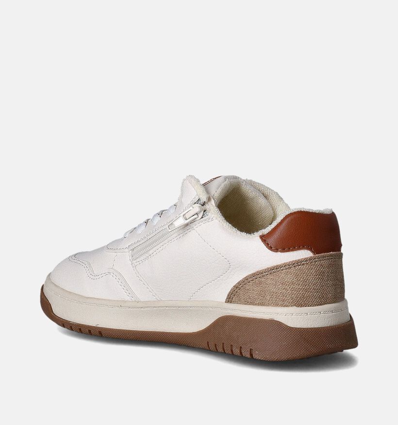 SJ Ecru Veterschoenen voor jongens (354463) - geschikt voor steunzolen