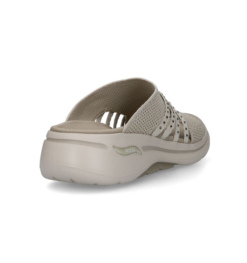 Skechers Go Walk Arch Fit Beige Slippers voor dames (338824)