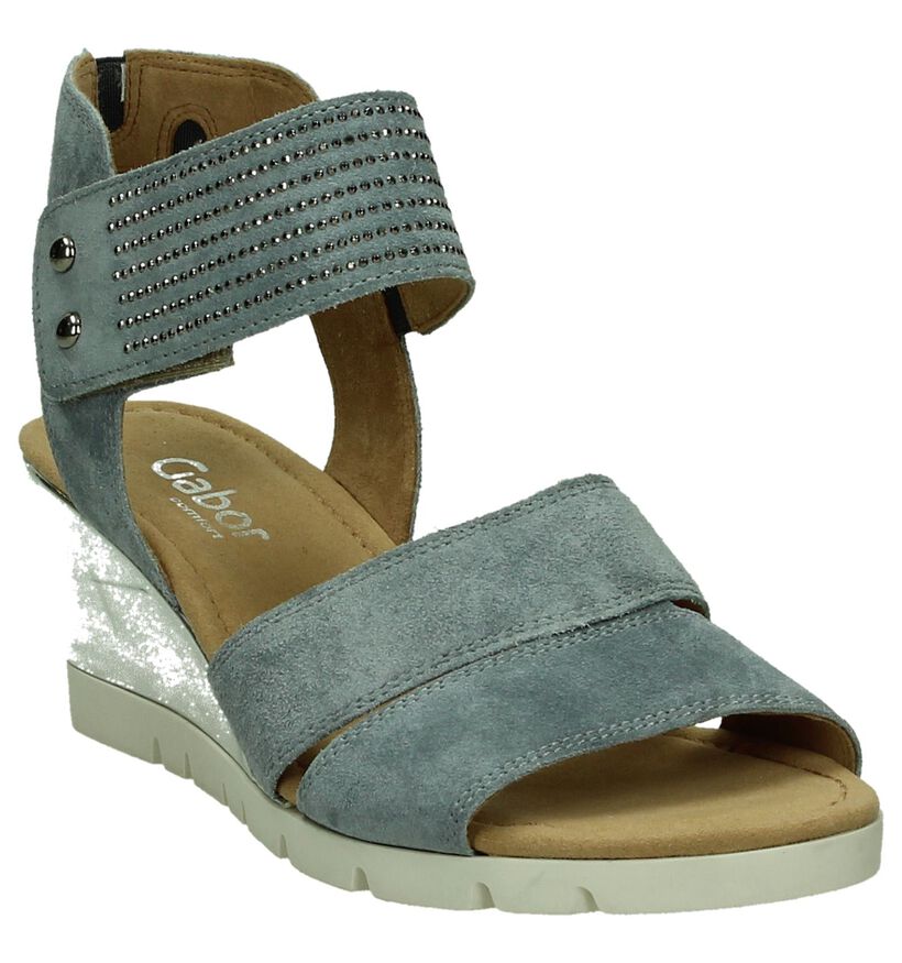 Gabor Comfort Sandalen met Sleehak Blauw, , pdp