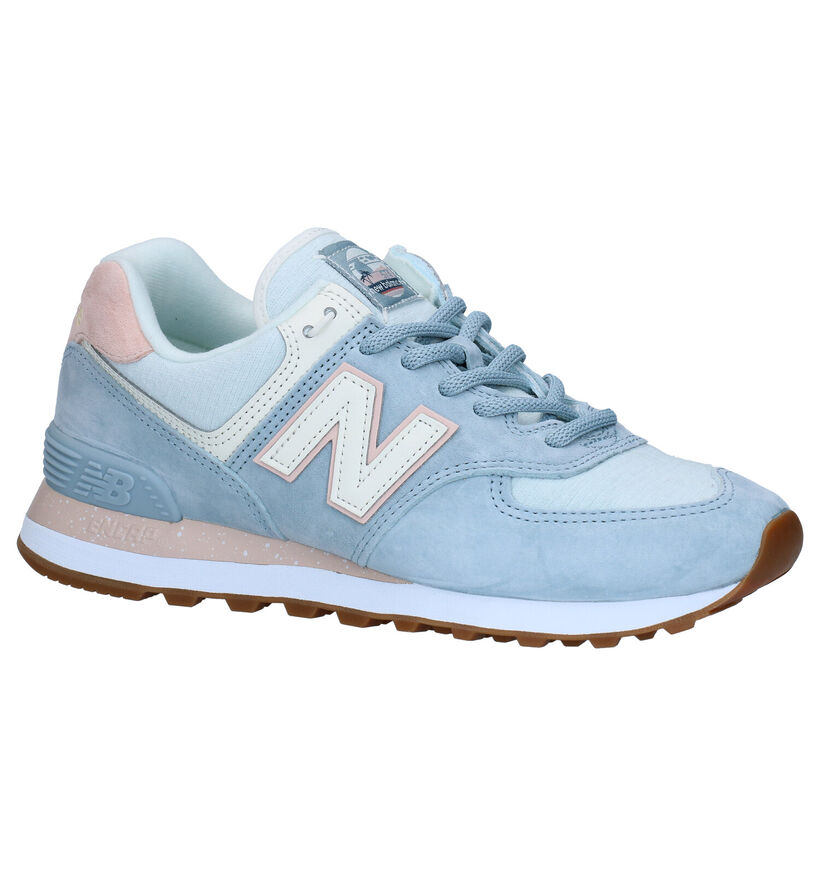 New Balance WL574 Baskets en rose en cuir (293644)