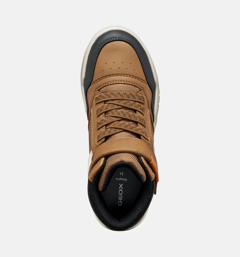 Geox Perth Boy Baskets montantes en Marron pour gar&ccedil;ons (377718) - pour semelles orthop&eacute;diques