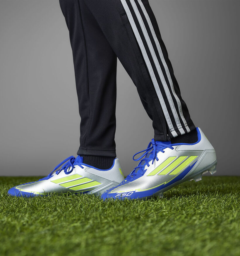 adidas F50 League Chaussures de foot en Argent/Bleu pour hommes (366388) - pour semelles orthopédiques