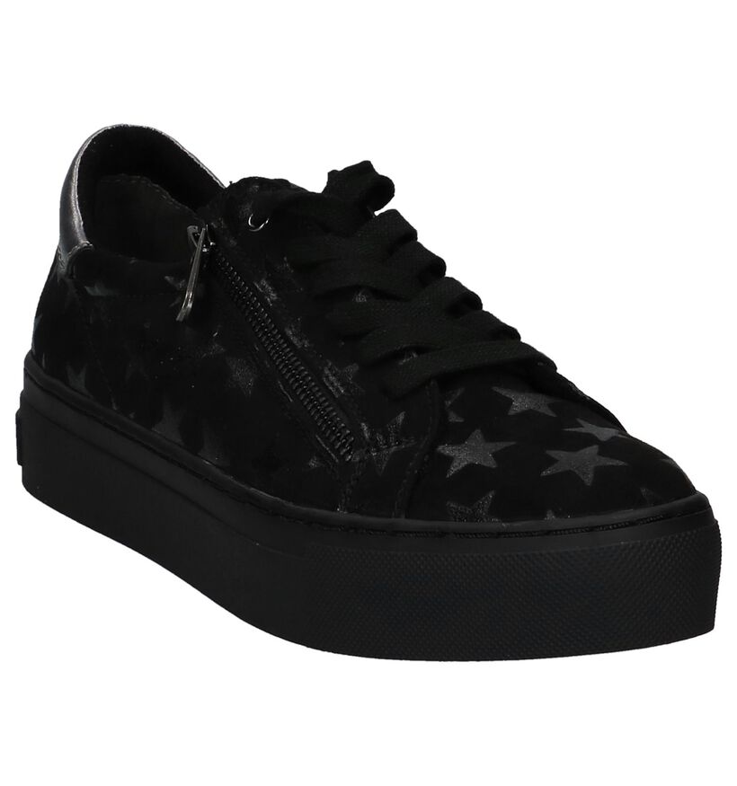 Marco Tozzi Zwarte Sneakers met Sterrenprint in stof (222084)