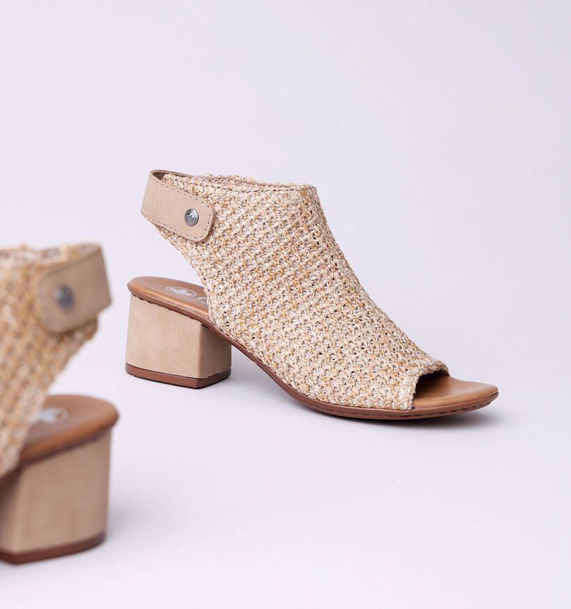 Rieker Sandales avec talon en Beige pour femmes (354955)
