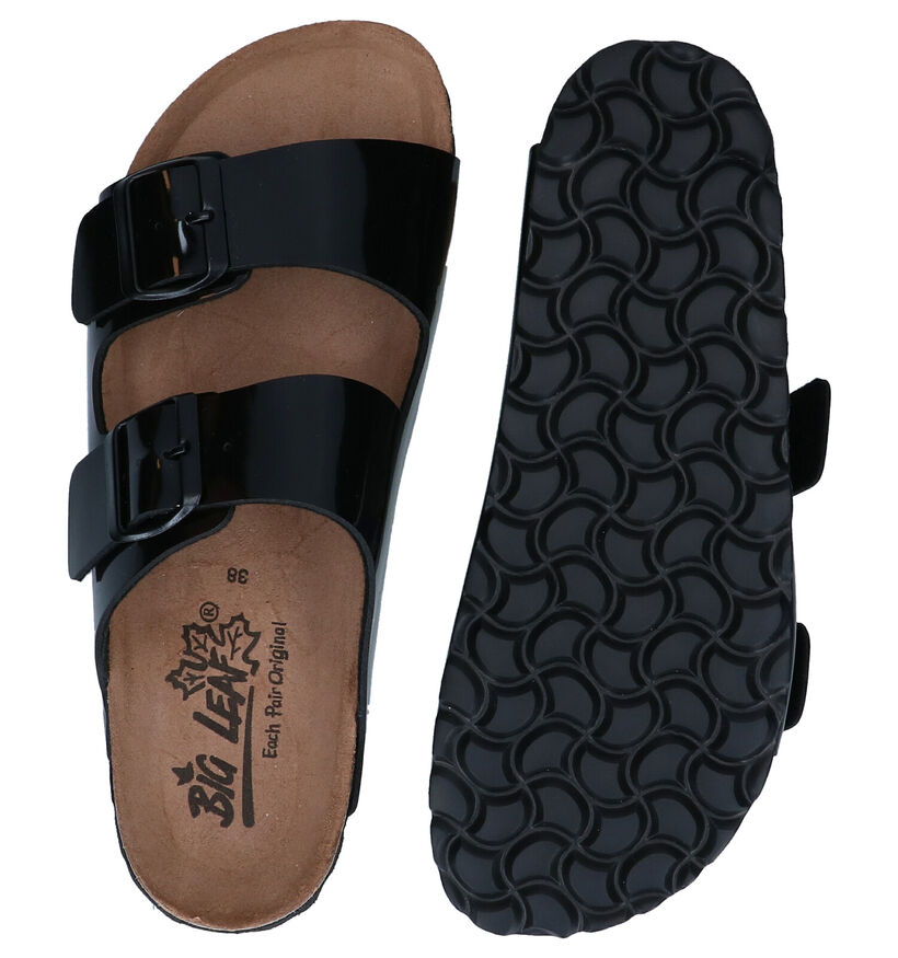 Big Leaf Zwarte Slippers in kunstleer (292367)