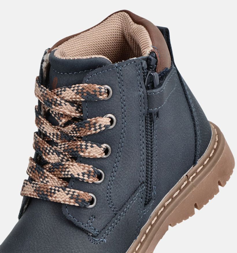 Milo & Mila Boots &agrave; lacets en Bleu/Marron pour gar&ccedil;ons (379216)