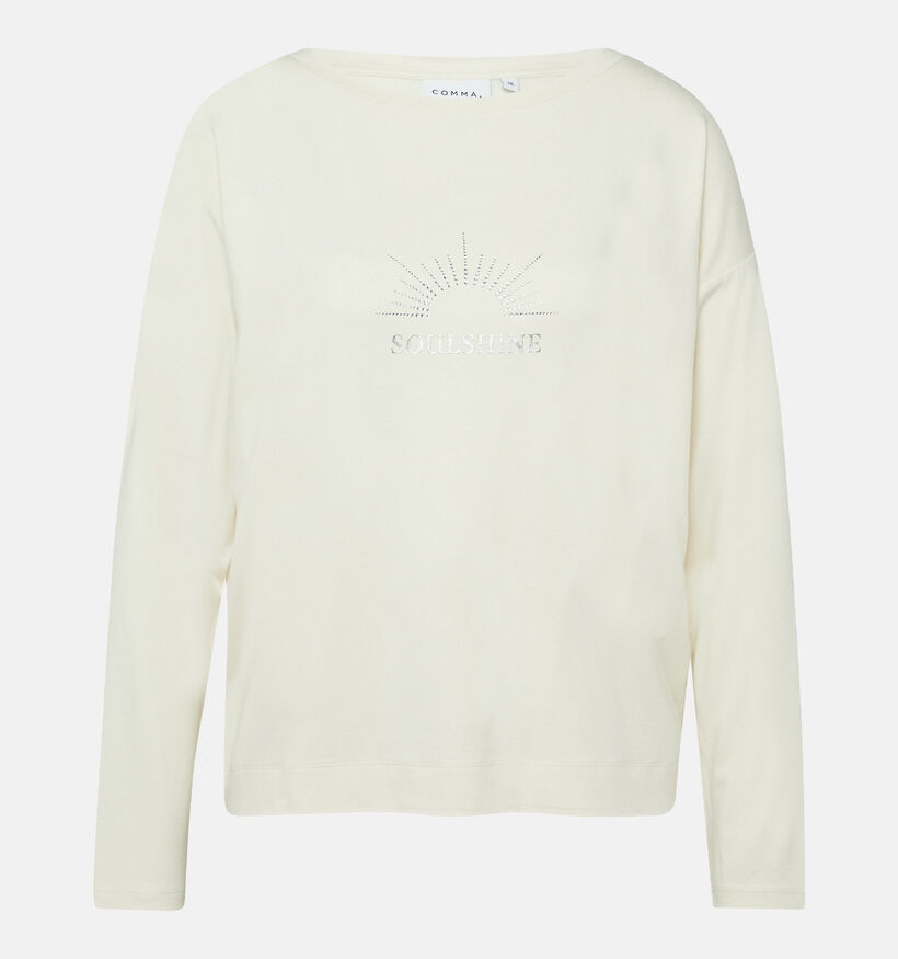 comma Ecru T-shirt met Lange Mouwen voor dames (372205)