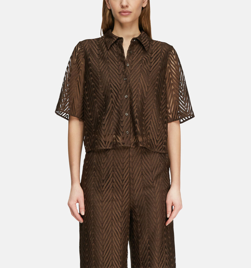 comma Donkerbruin Hemd met Korte Mouwen voor dames (373150)