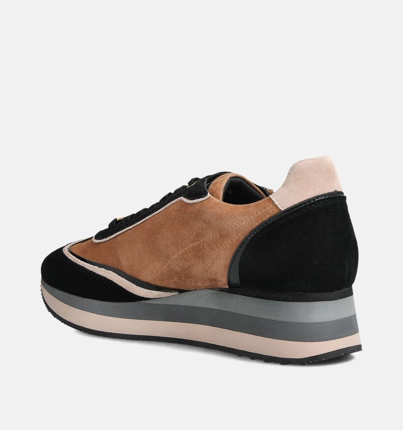 Nathan-Baume Camelo Baskets en Noir/Marron pour femmes (363618) - pour semelles orthopédiques