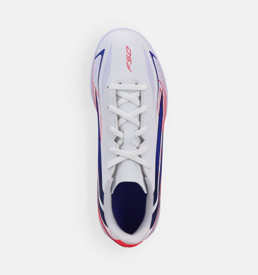 adidas F50 Hyperfast Club Indoor Witte/Paarse Voetbalschoene voor jongens, meisjes (375557) - geschikt voor steunzolen