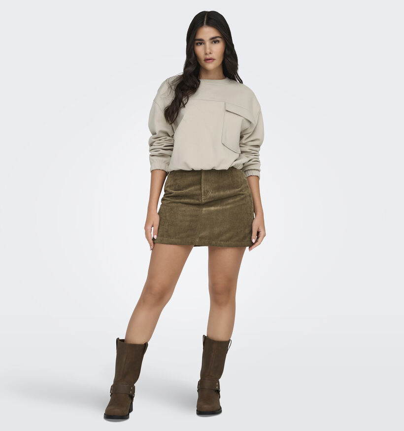 JDY Monia Bruine Ribfluwelen rok voor dames (348627)