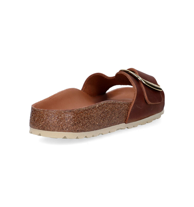 Birkenstock Madrid Big Buckle Cognac Slippers in kunstleer (322649)