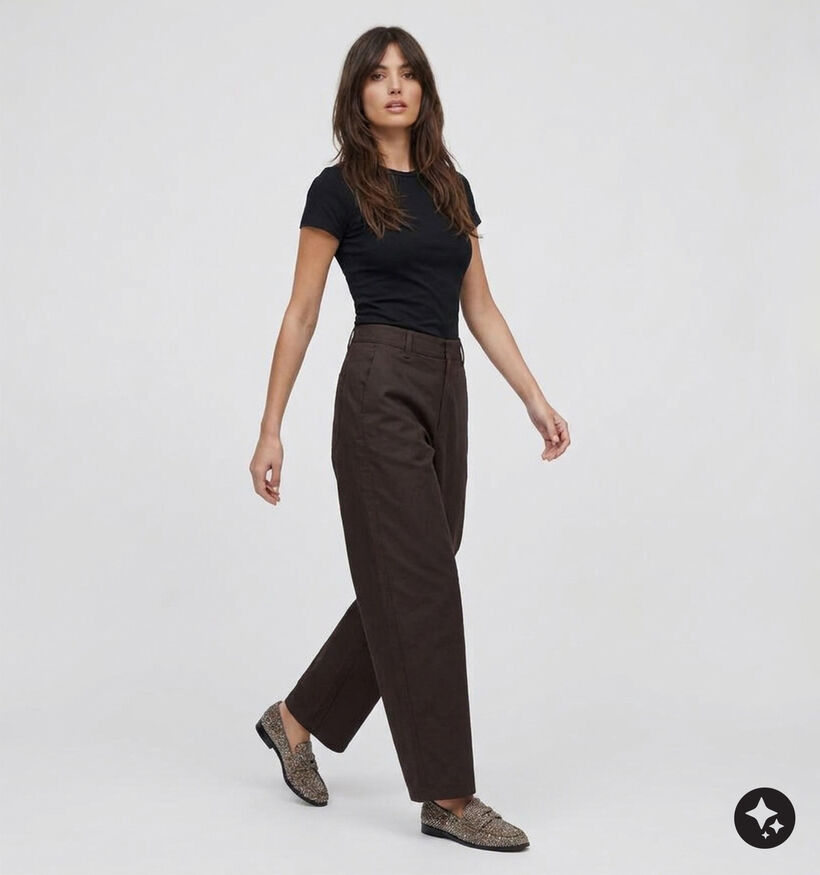 Pieces Rikke Jeans Barrel en Marron pour femmes (389786)