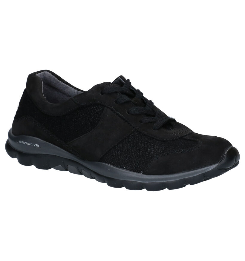 Gabor Rollingsoft Chaussures à Lacets en Noir en nubuck (283532)