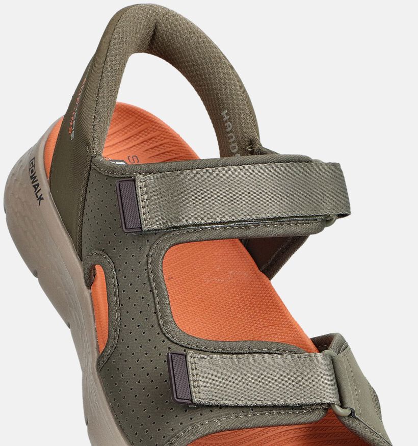 Skechers Go Walk Flex Easy Entry Sandales en Vert kaki pour hommes (371077)