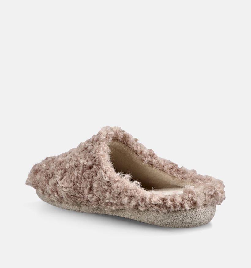 Milo & Mila Taupe Teddy Open Pantoffels voor jongens, meisjes (381130) - geschikt voor steunzolen