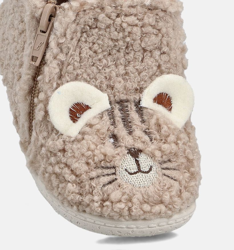 Milo & Mila Beige Teddy Pantoffels voor meisjes, jongens (364914) - geschikt voor steunzolen