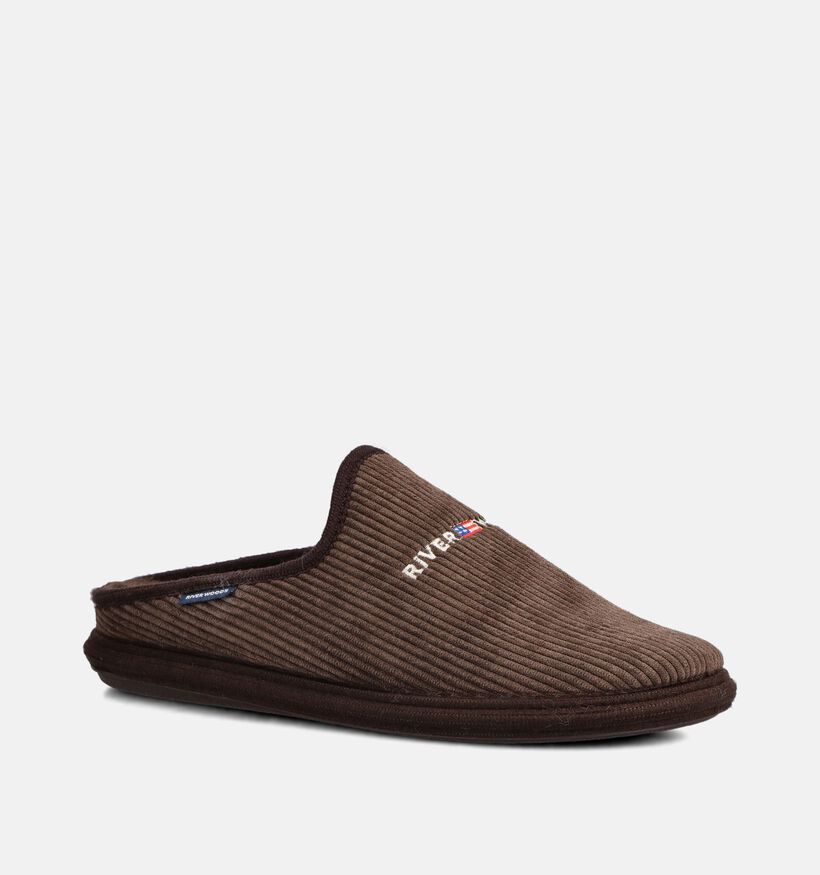 River Woods Hendrik Corduroy Pantoufles en Marron pour hommes (381212) - pour semelles orthop&eacute;diques