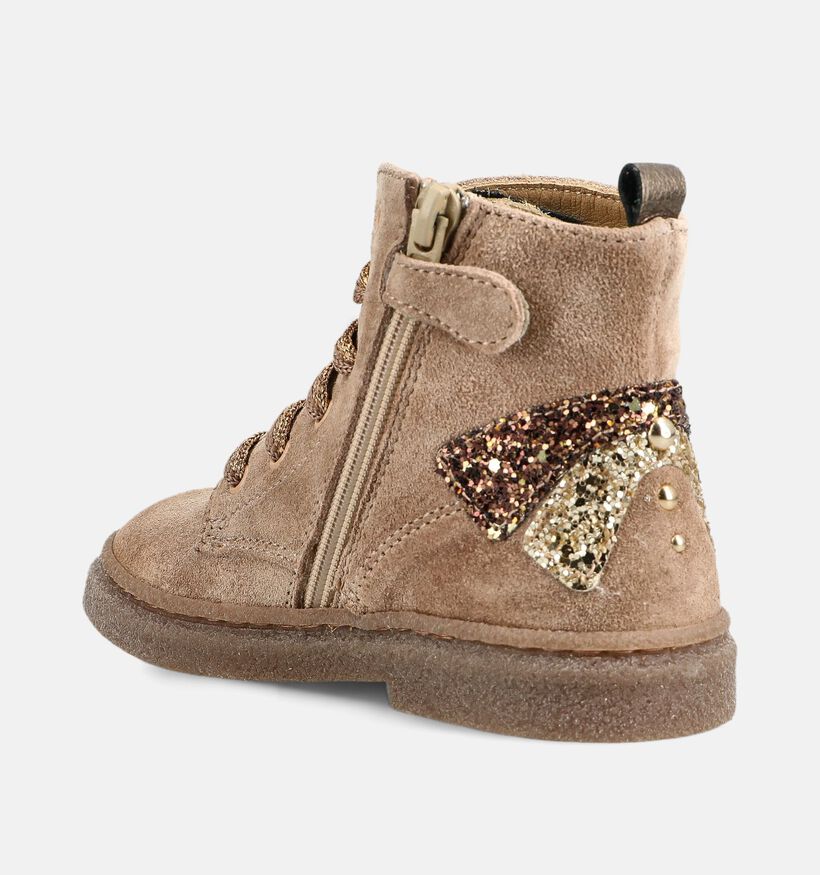 STONES and BONES Pixy Boots &agrave; lacets en Beige fonc&eacute; pour filles (381410) - pour semelles orthop&eacute;diques
