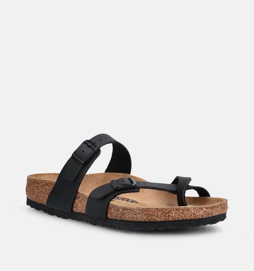 Birkenstock Mayari Briko-FLor Tongs en Noir pour femmes (369526)