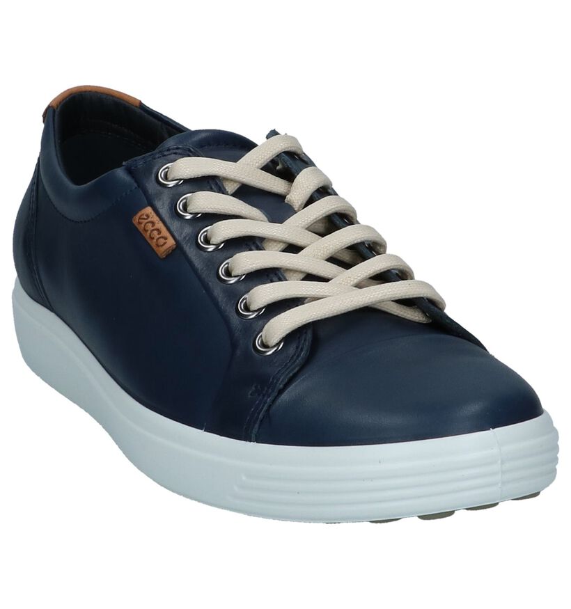 Ecco Soft 7 Chaussures à Lacets en Bleu en cuir (270017)