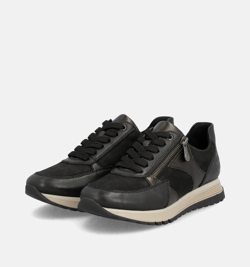 Rieker Zwarte Sneakers met Veter en Rits voor dames (360485) - geschikt voor steunzolen