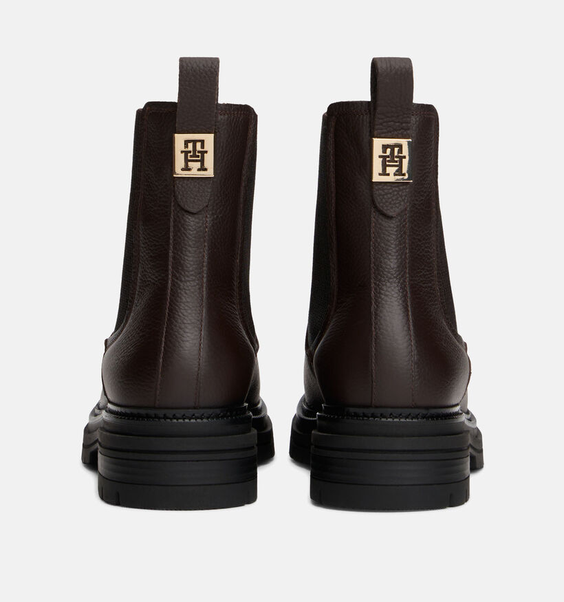 Tommy Hilfiger Plaque Pebble Bottines Chelsea en Brun foncé pour femmes (362368)