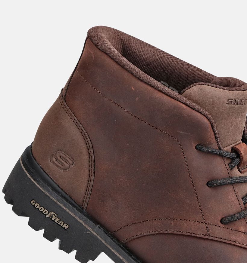 Skechers Quintero Damien Donkerbruine Boots met Veters voor heren (378010)