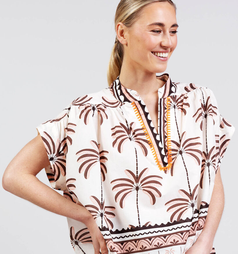 Orfeo Nah Lichtbeige/Bruine Blouse Palm Trees voor dames (375187)