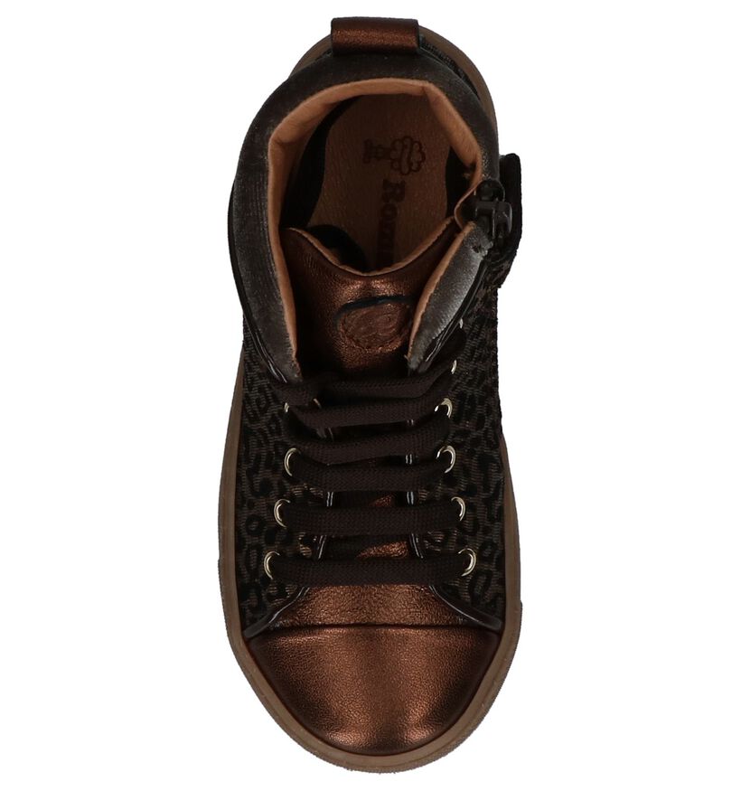 Bronzen Lage Geklede Sneakers met Luipaardprint Romagnoli in leer (230211)