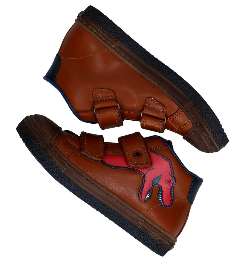 STONES and BONES Linop Cognac Velcroboots in leer (295163)