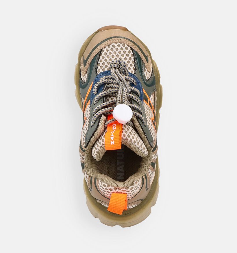 Naturino Wave Beige/Kakigroene Sneakers voor jongens (377261) - geschikt voor steunzolen