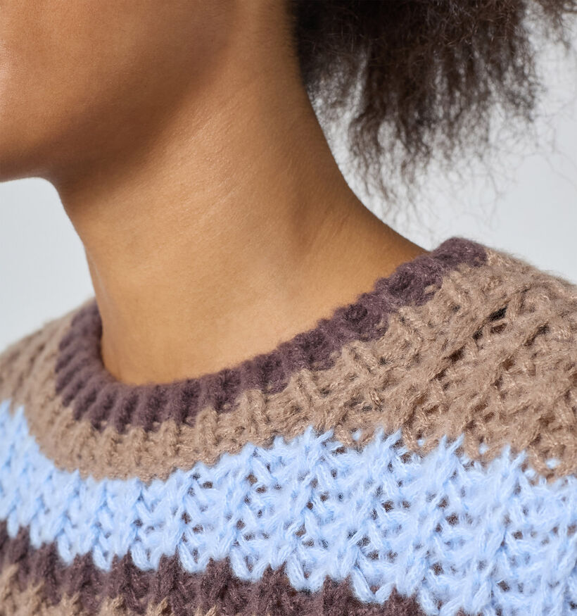 Sisters Point Krissy Donkerbeige/Blauwe Gestreepte Trui voor dames (374886)