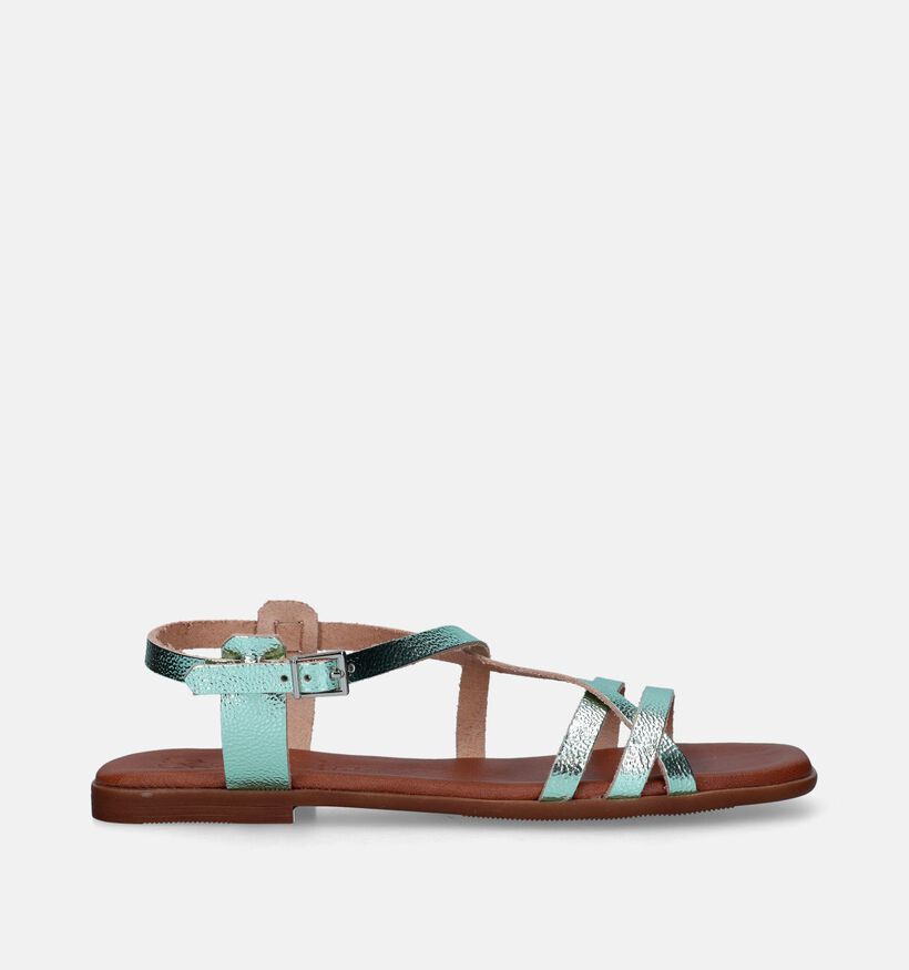 Oh My Sandals Sandales plates en Bleu pour femmes (341918)