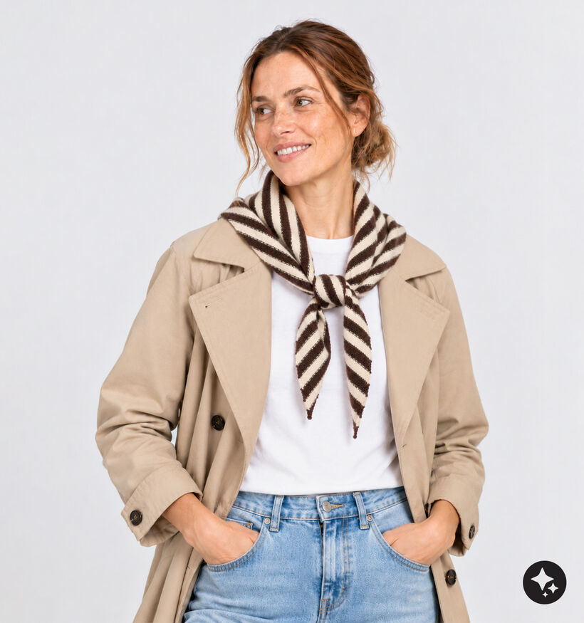 Laurent David Donkerbruine/Beige Sjaal voor dames (382921)