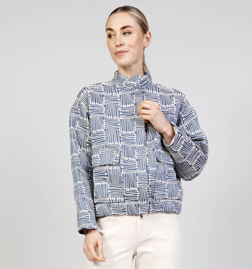 Minus Maise Manteau court Jeans en Bleu/Beige pour femmes (366702)