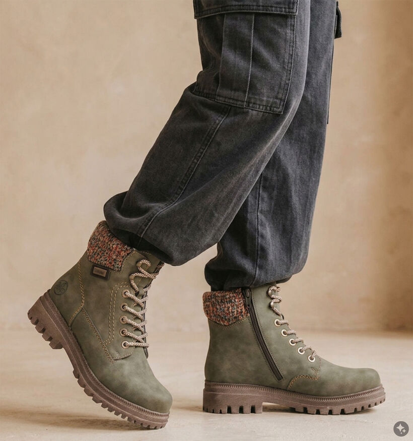 Rieker Boots &agrave; lacets en Vert pour femmes (379875)