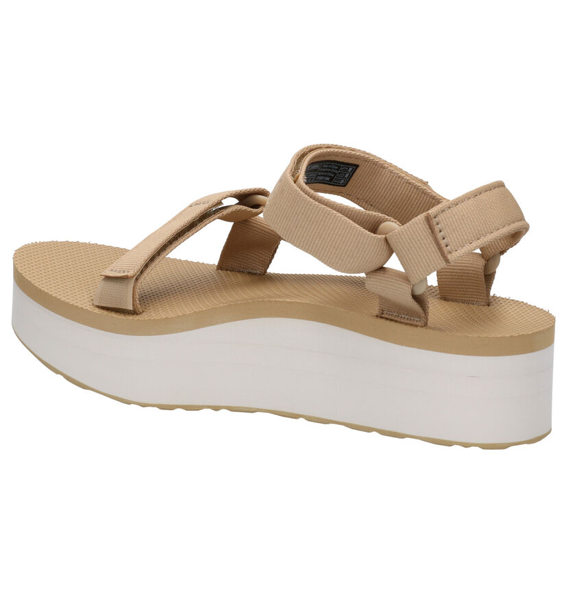 Teva Flatform Beige Sandalen in stof (276303)