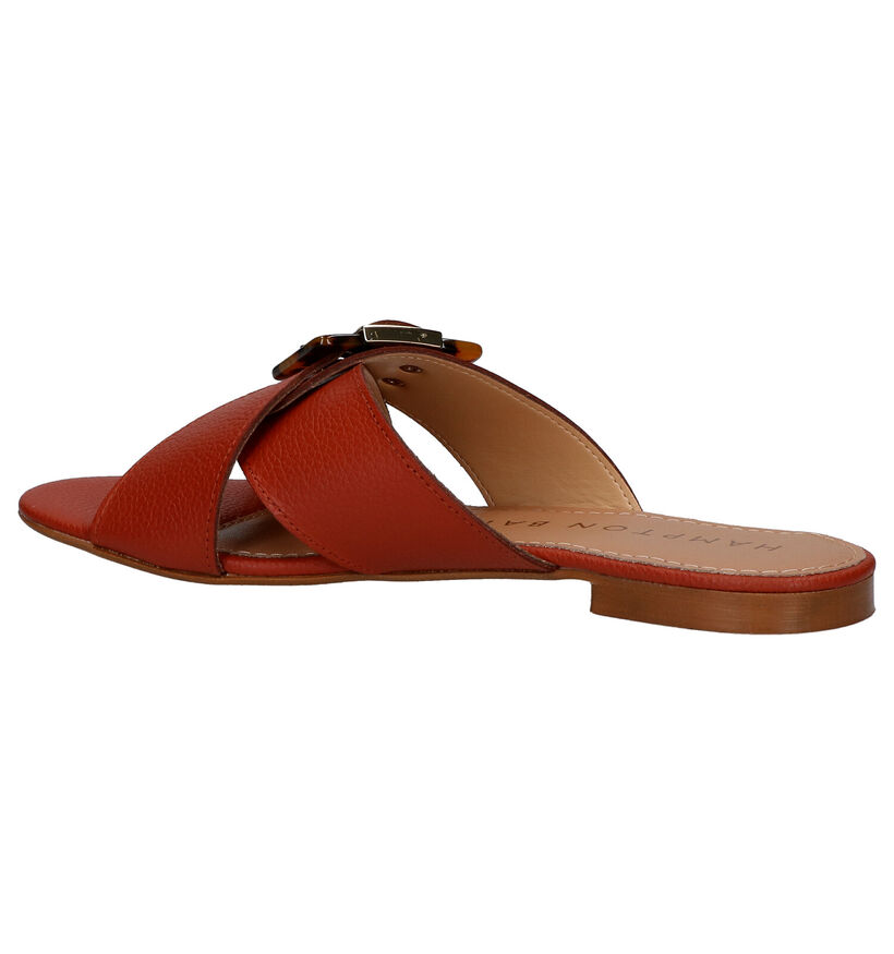 Hampton Bays Nu-pieds plates en Cognac en cuir (274126)